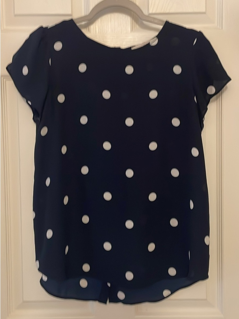 Loft Navy Polka Dot Top